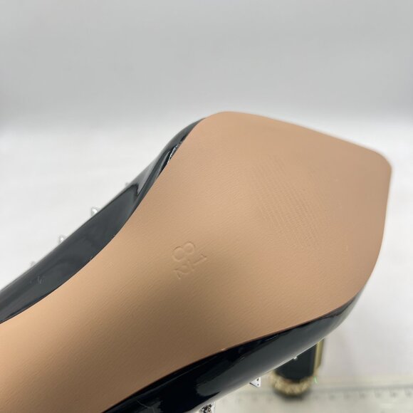 FSJ Black Bridal Pointed Toe High Heel Crystal Pumps Slip on Wedding Shoes - Picture 6 of 8